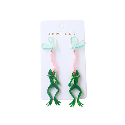 1 Pair Cute Funny Frog Arylic Drop Earrings