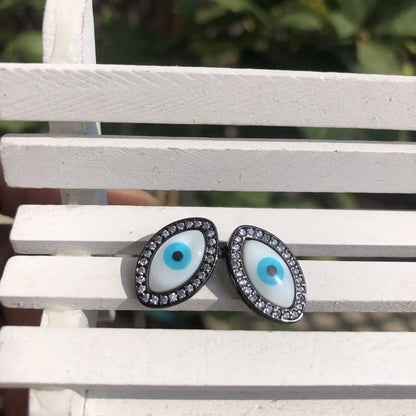 1 Pair Cute Funny Geometric Devil's Eye Plating Copper Ear Studs