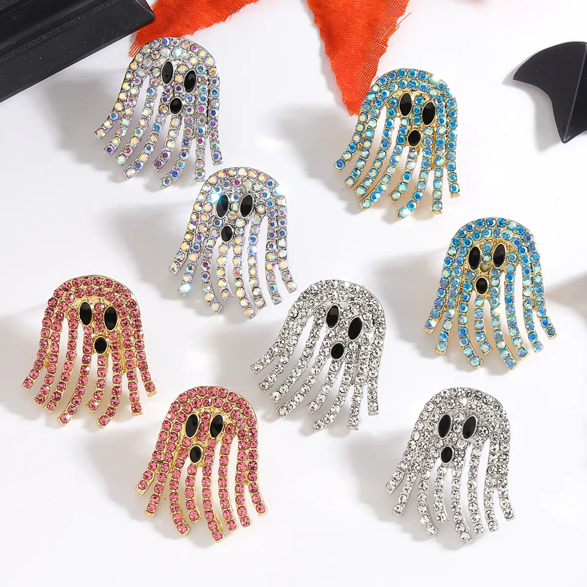 1 Pair Cute Funny Ghost Alloy Ear Studs