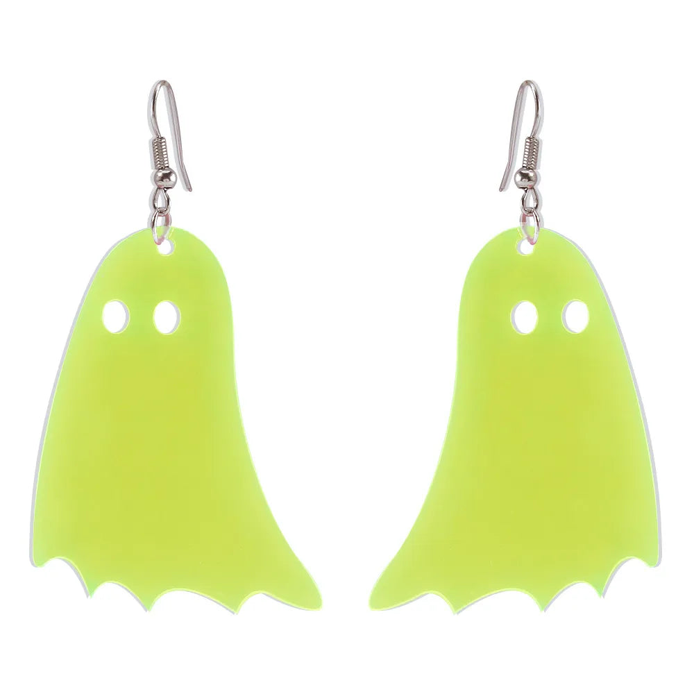 1 Pair Cute Funny Ghost Alloy Resin Drop Earrings