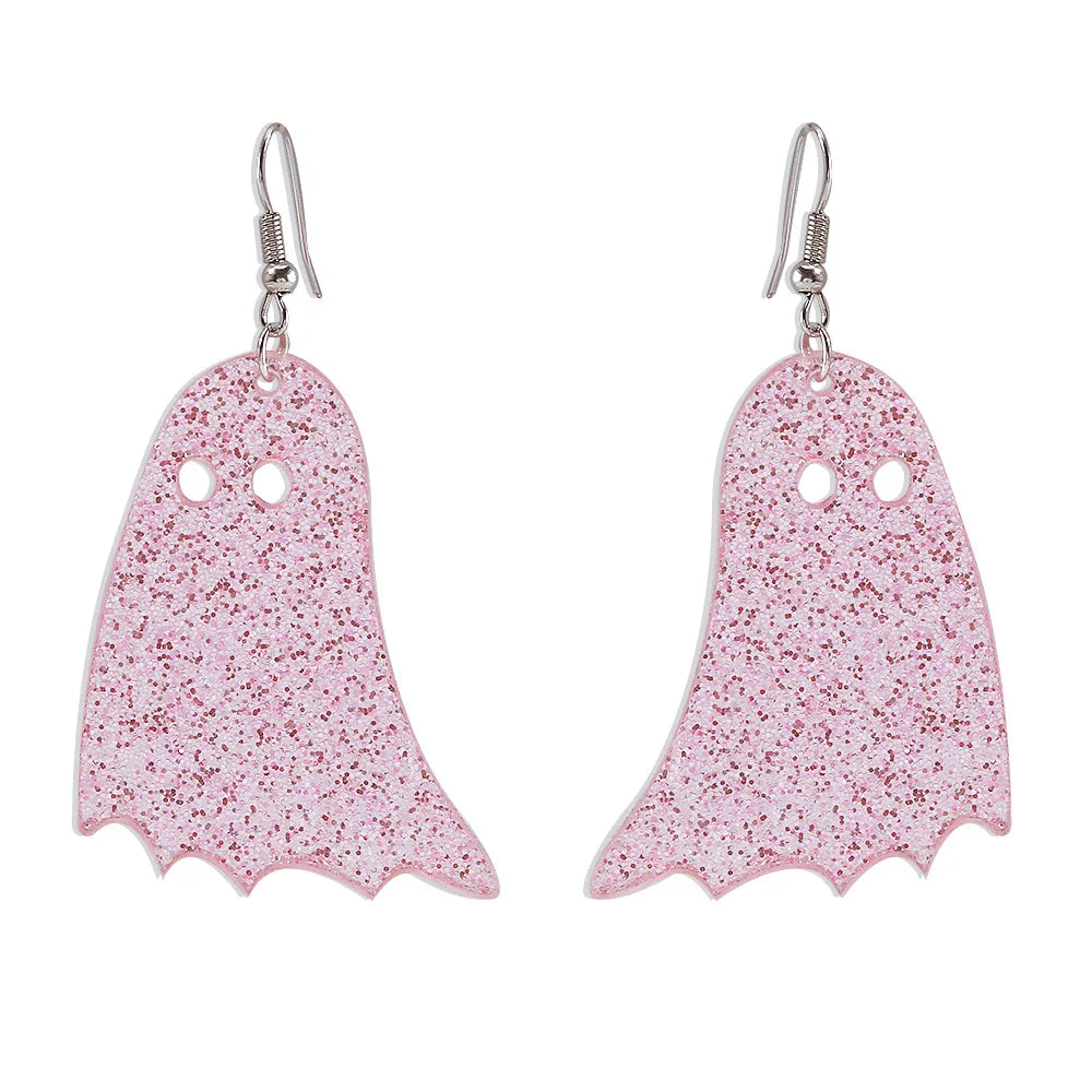 1 Pair Cute Funny Ghost Alloy Resin Drop Earrings