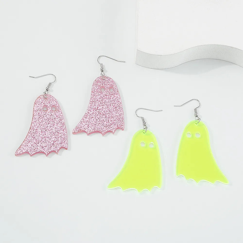 1 Pair Cute Funny Ghost Alloy Resin Drop Earrings