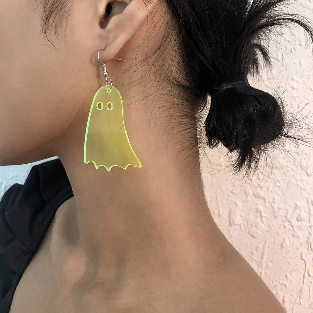 1 Pair Cute Funny Ghost Alloy Resin Drop Earrings