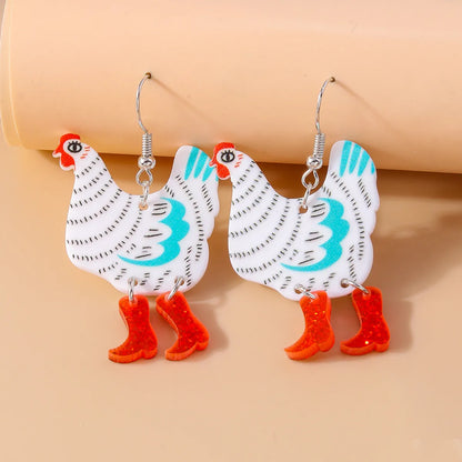 1 Pair Cute Funny Hen Zinc Alloy Drop Earrings