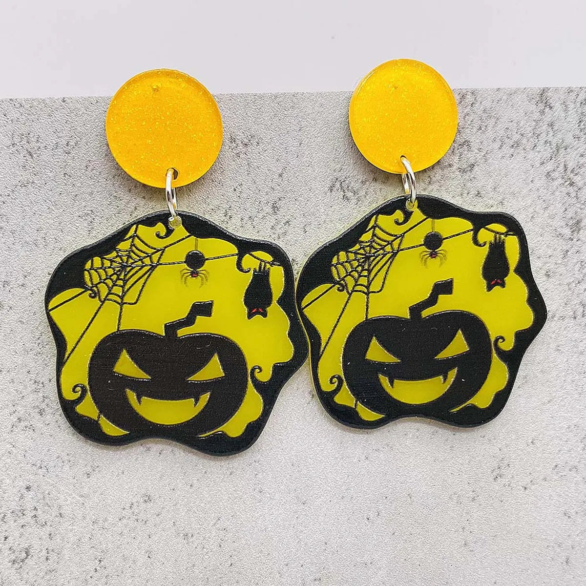 1 Pair Cute Funny Pumpkin Cat Ghost Arylic Drop Earrings