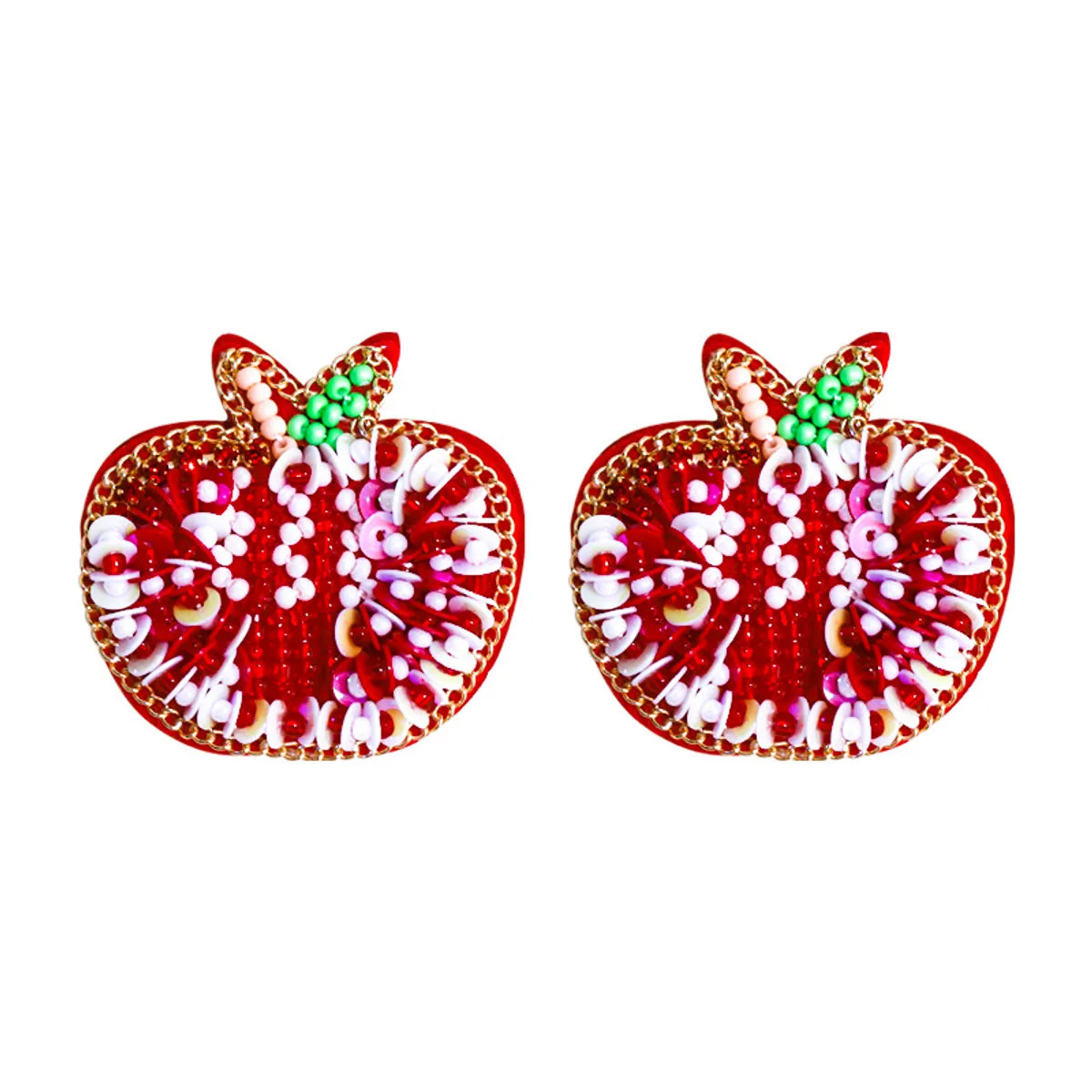 1 Pair Cute Funny Pumpkin Color Block Plastic Drop Earrings