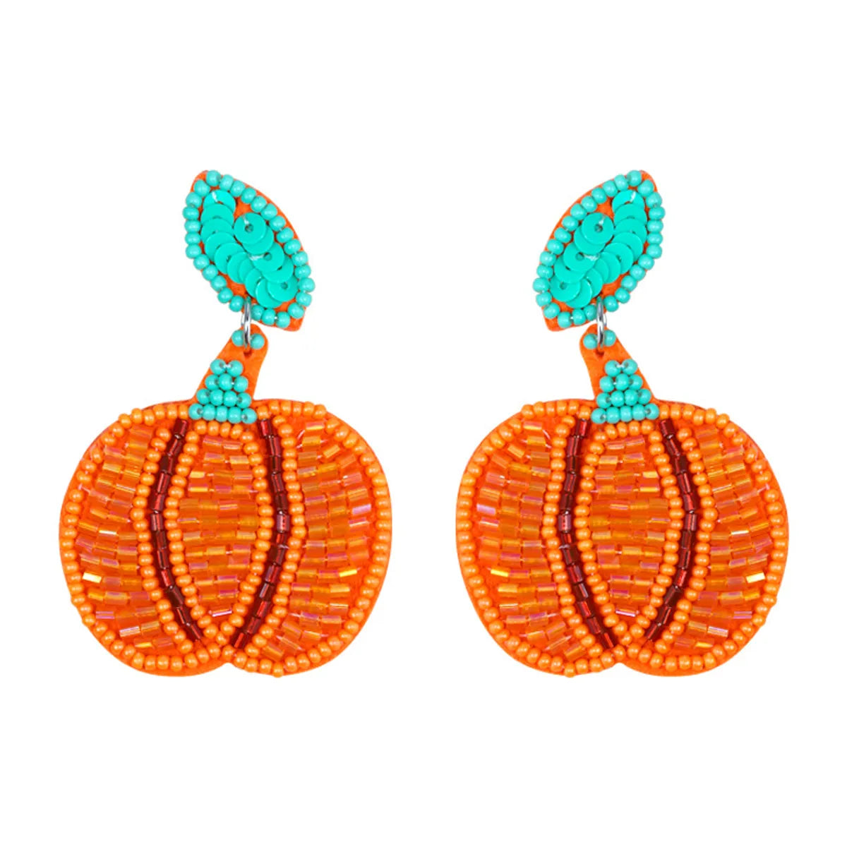 1 Pair Cute Funny Pumpkin Color Block Plastic Drop Earrings