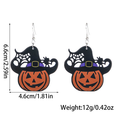 1 Pair Cute Funny Pumpkin Ghost Arylic Drop Earrings