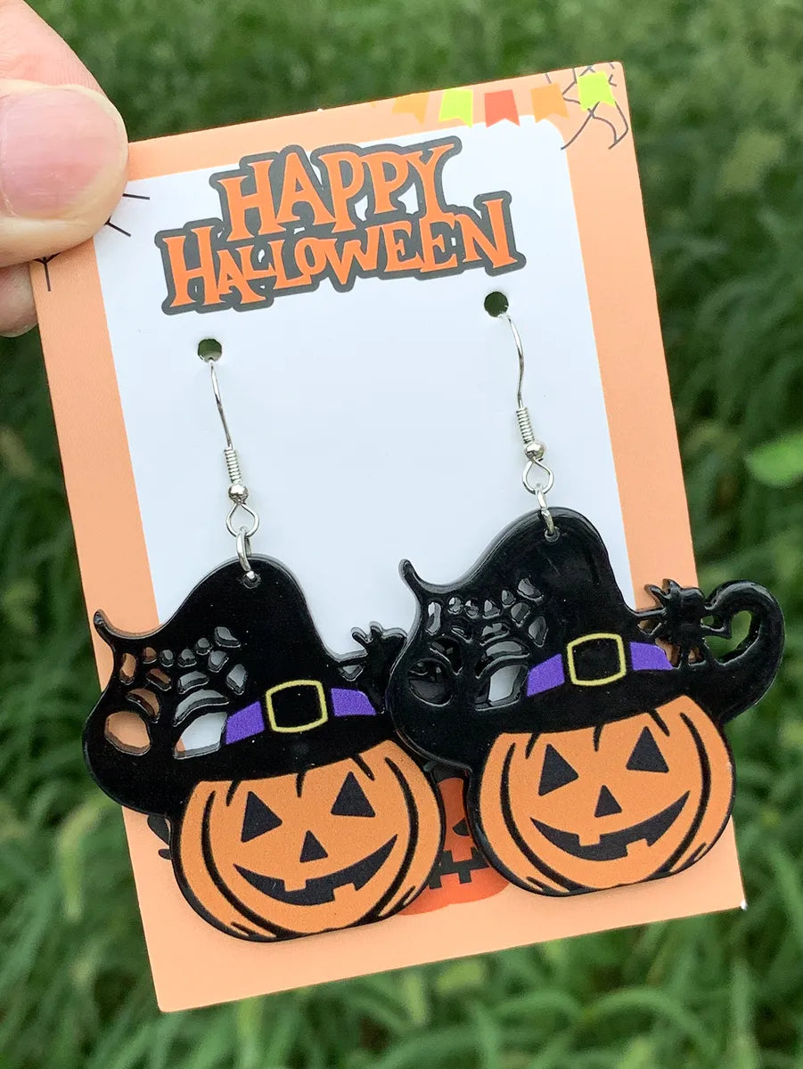 1 Pair Cute Funny Pumpkin Ghost Arylic Drop Earrings