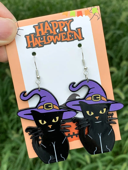 1 Pair Cute Funny Pumpkin Ghost Arylic Drop Earrings