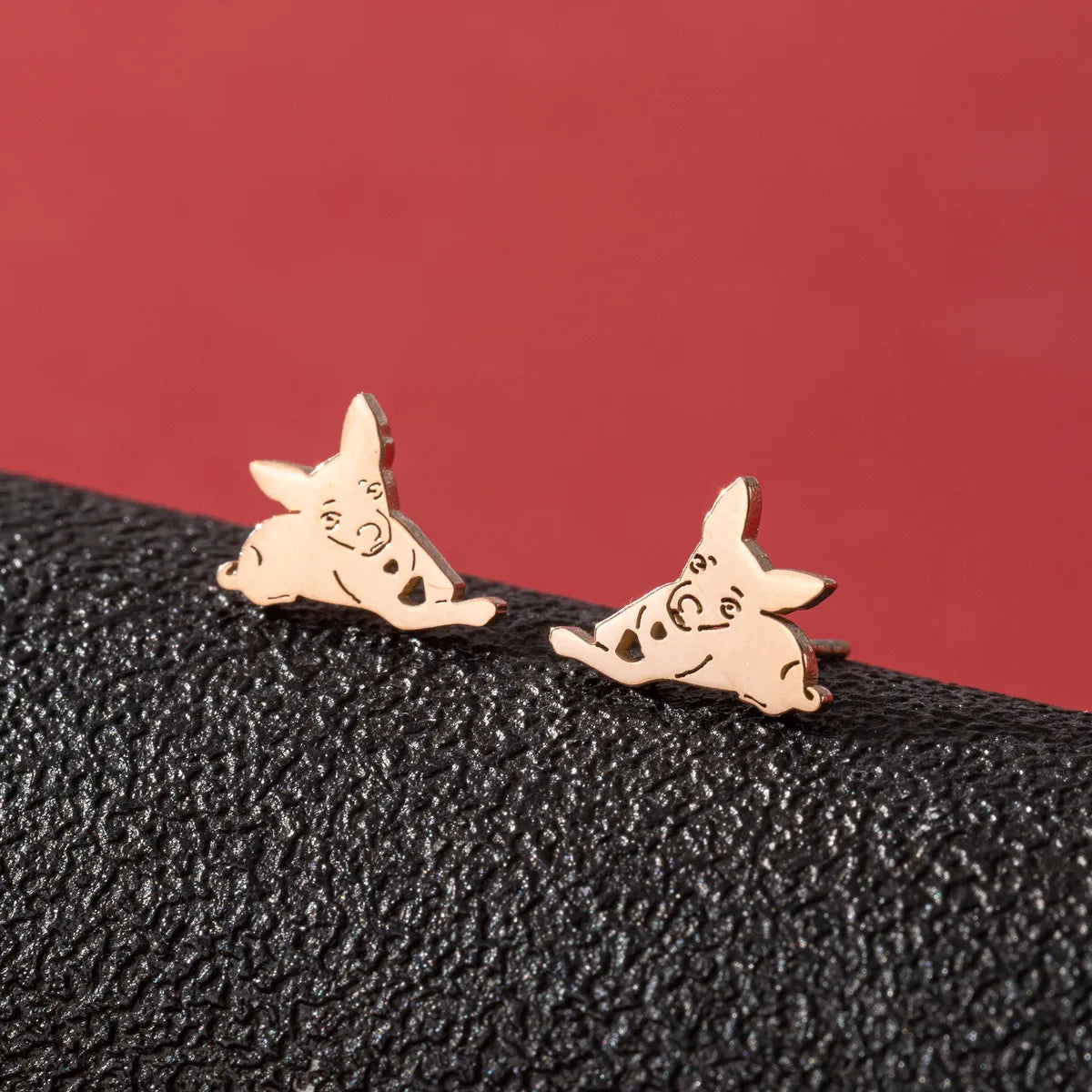 1 Pair Cute Funny Simple Style Dog Cat Irregular Polishing Plating 304 Stainless Steel 18K Gold Plated Ear Studs