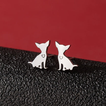 1 Pair Cute Funny Simple Style Dog Cat Irregular Polishing Plating 304 Stainless Steel 18K Gold Plated Ear Studs