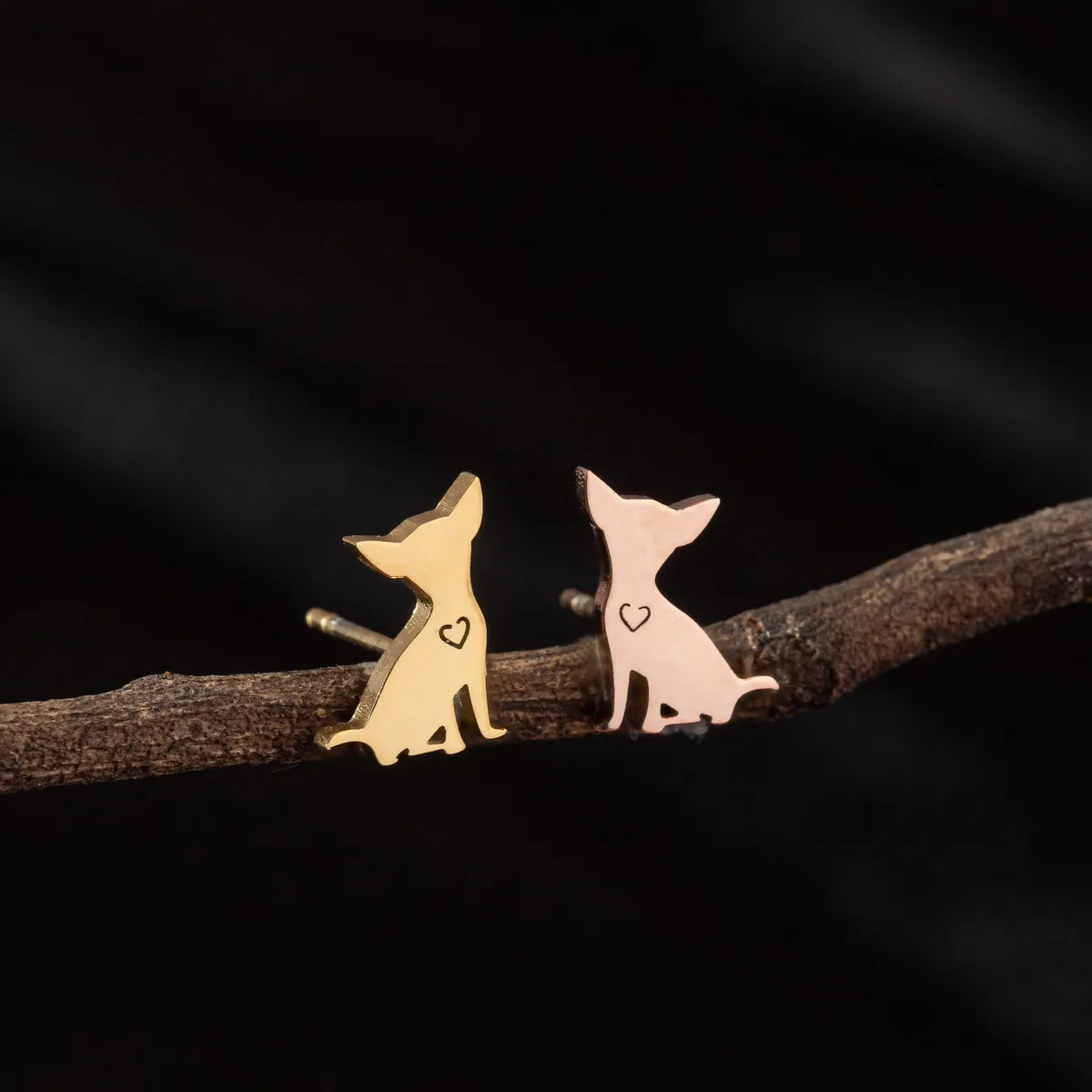 1 Pair Cute Funny Simple Style Dog Cat Irregular Polishing Plating 304 Stainless Steel 18K Gold Plated Ear Studs