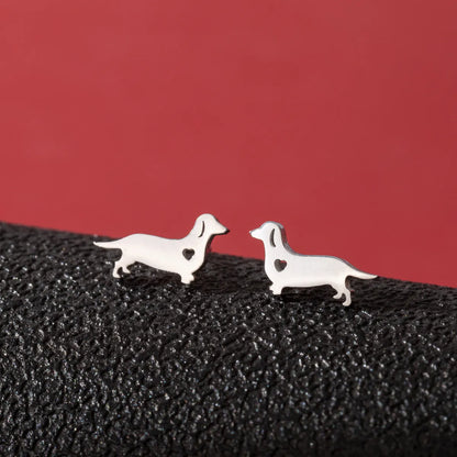 1 Pair Cute Funny Simple Style Dog Cat Irregular Polishing Plating 304 Stainless Steel 18K Gold Plated Ear Studs