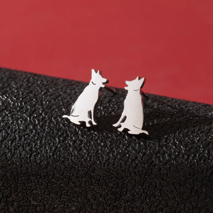 1 Pair Cute Funny Simple Style Dog Cat Irregular Polishing Plating 304 Stainless Steel 18K Gold Plated Ear Studs