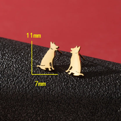 1 Pair Cute Funny Simple Style Dog Cat Irregular Polishing Plating 304 Stainless Steel 18K Gold Plated Ear Studs