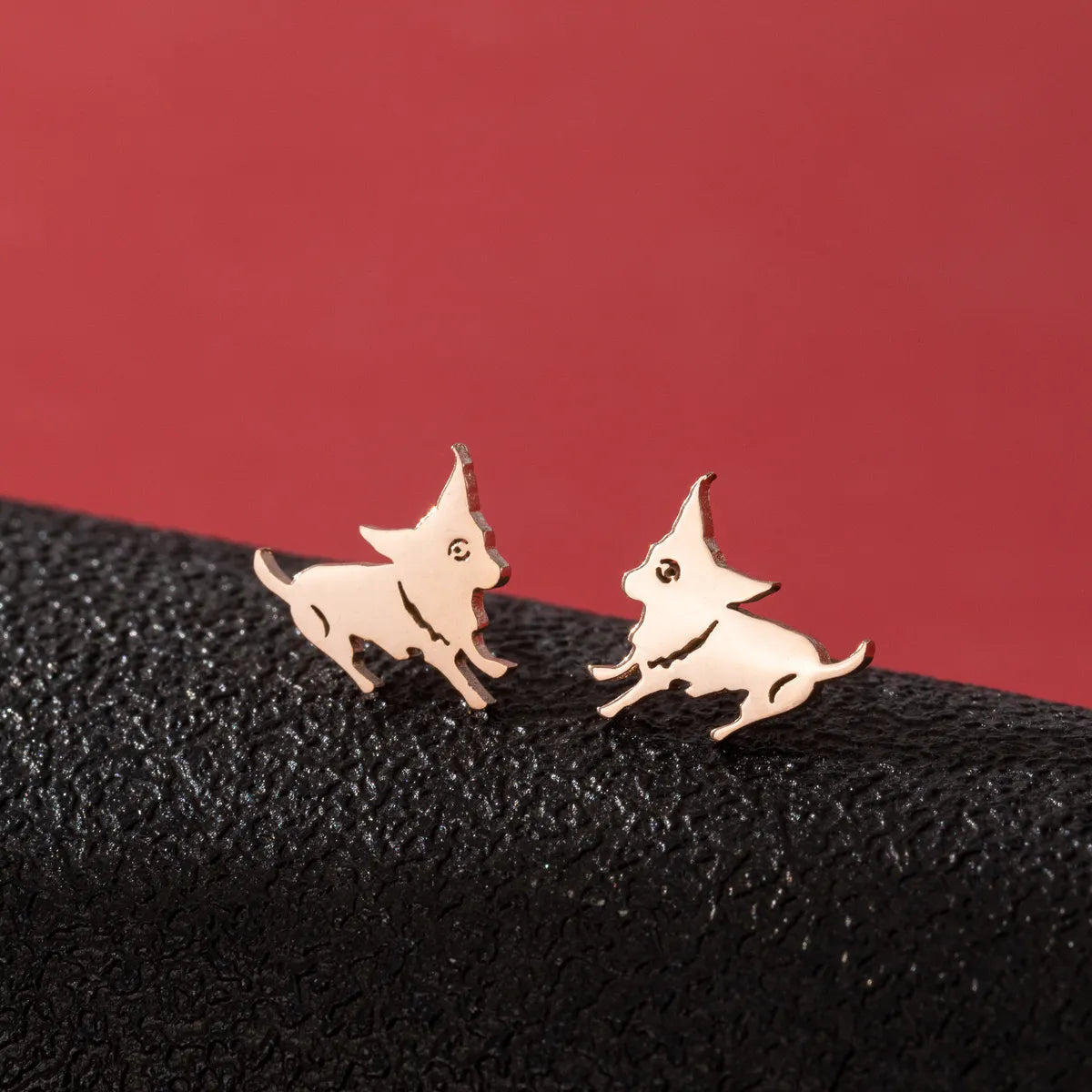 1 Pair Cute Funny Simple Style Dog Cat Irregular Polishing Plating 304 Stainless Steel 18K Gold Plated Ear Studs