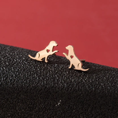 1 Pair Cute Funny Simple Style Dog Cat Irregular Polishing Plating 304 Stainless Steel 18K Gold Plated Ear Studs