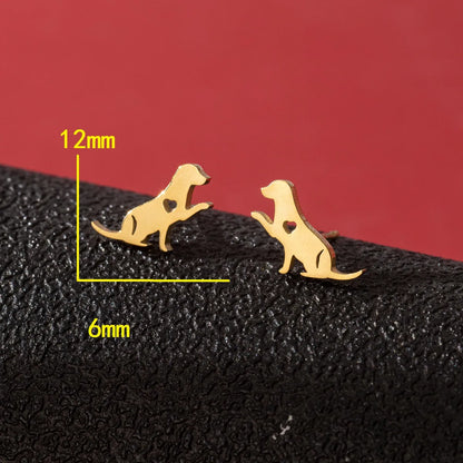 1 Pair Cute Funny Simple Style Dog Cat Irregular Polishing Plating 304 Stainless Steel 18K Gold Plated Ear Studs