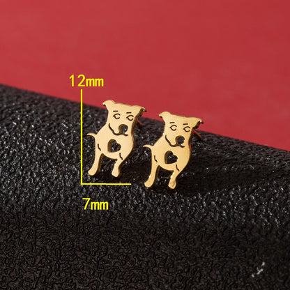 1 Pair Cute Funny Simple Style Dog Cat Irregular Polishing Plating 304 Stainless Steel 18K Gold Plated Ear Studs