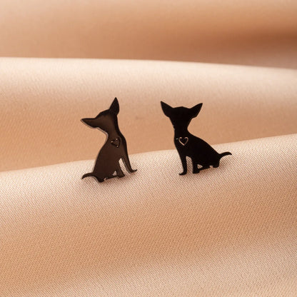 1 Pair Cute Funny Simple Style Dog Cat Irregular Polishing Plating 304 Stainless Steel 18K Gold Plated Ear Studs