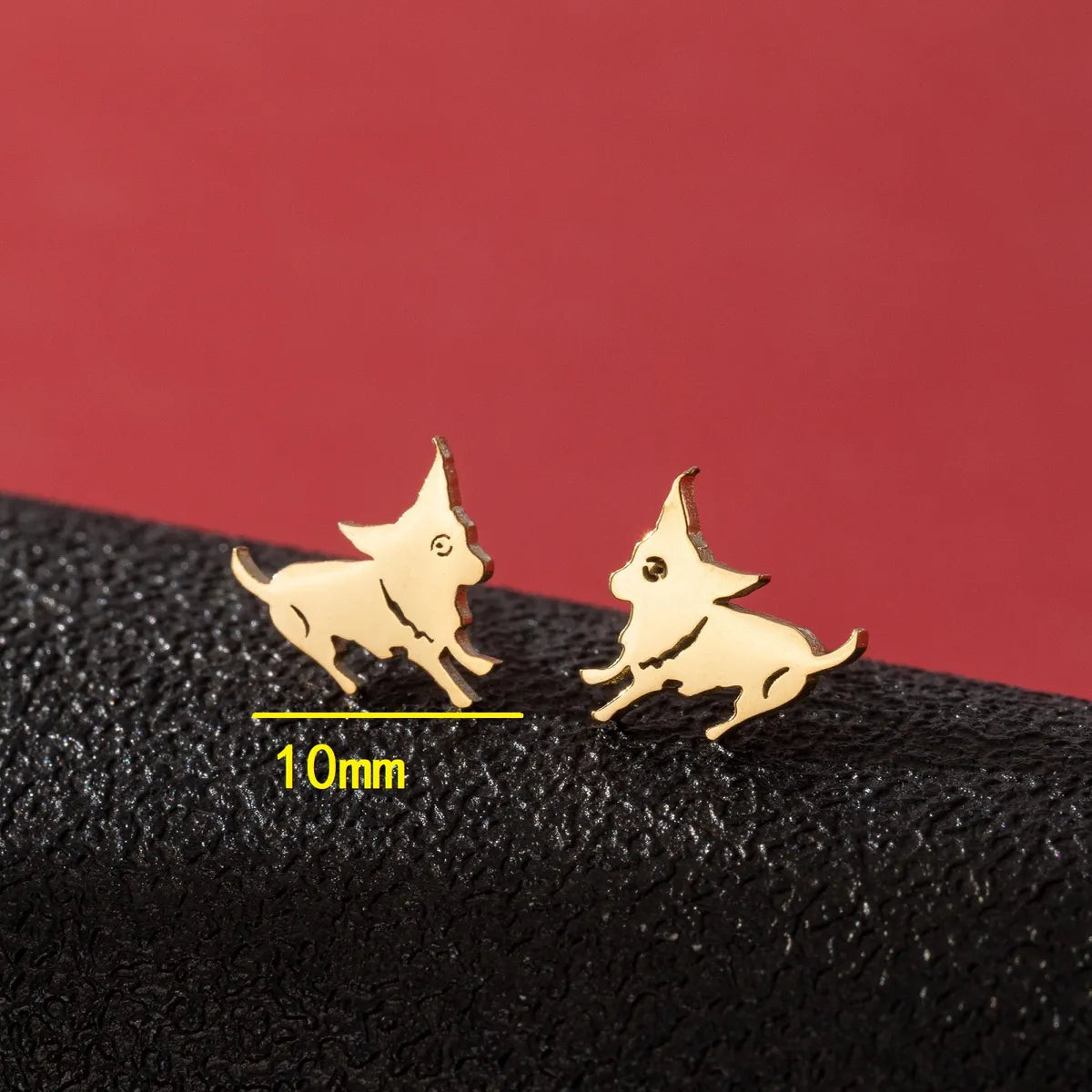 1 Pair Cute Funny Simple Style Dog Cat Irregular Polishing Plating 304 Stainless Steel 18K Gold Plated Ear Studs