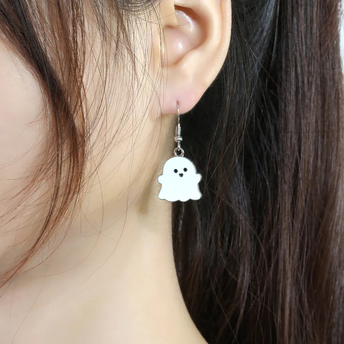 1 Pair Cute Funny Simple Style Ghost Plating Alloy Iron Drop Earrings