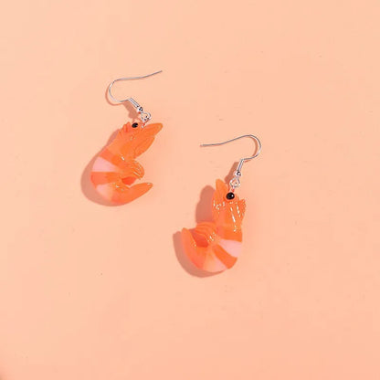 1 Pair Cute Funny Simple Style Shrimp Resin Drop Earrings