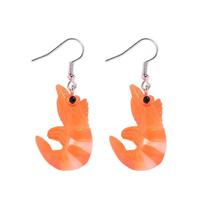 1 Pair Cute Funny Simple Style Shrimp Resin Drop Earrings