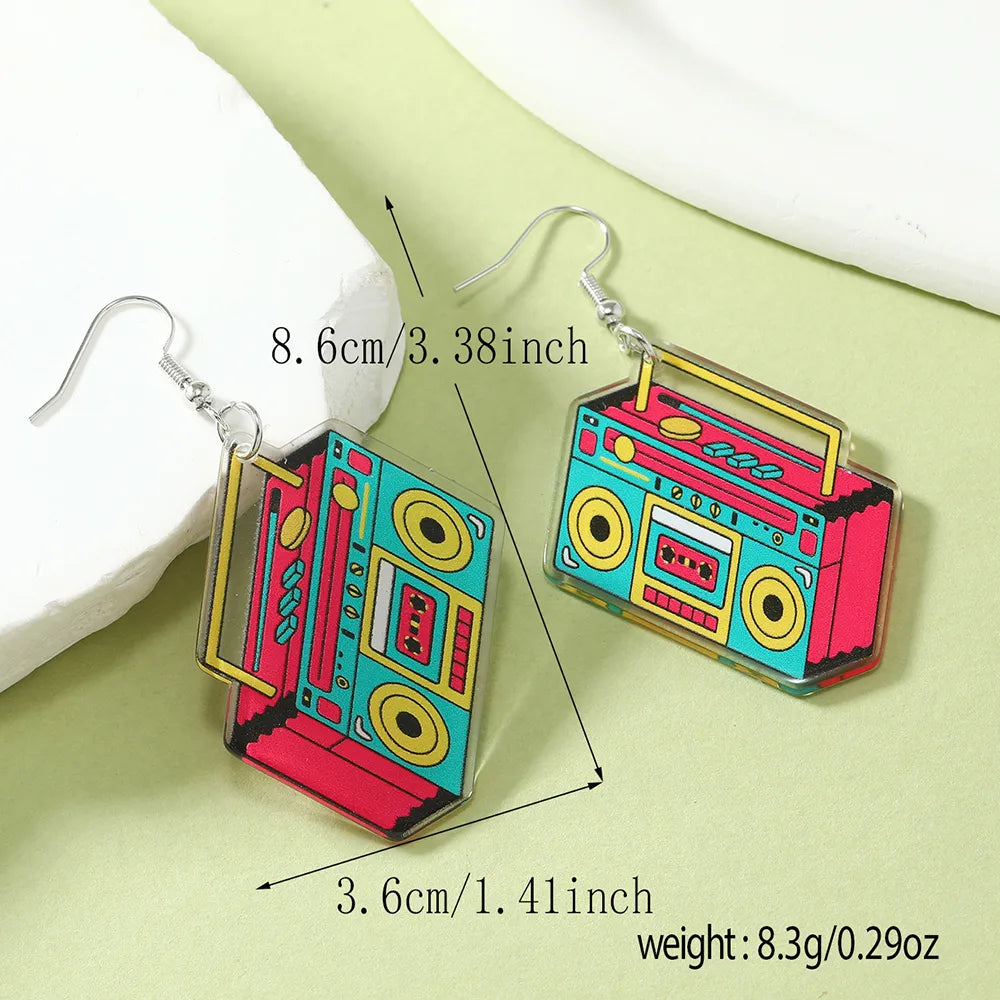 1 Pair Cute Funny Streetwear Color Block Arylic Drop Earrings