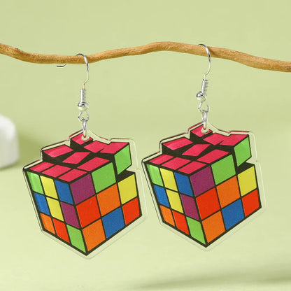 1 Pair Cute Funny Streetwear Color Block Arylic Drop Earrings