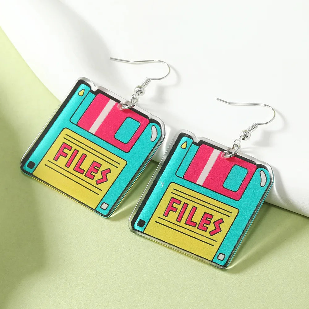 1 Pair Cute Funny Streetwear Color Block Arylic Drop Earrings