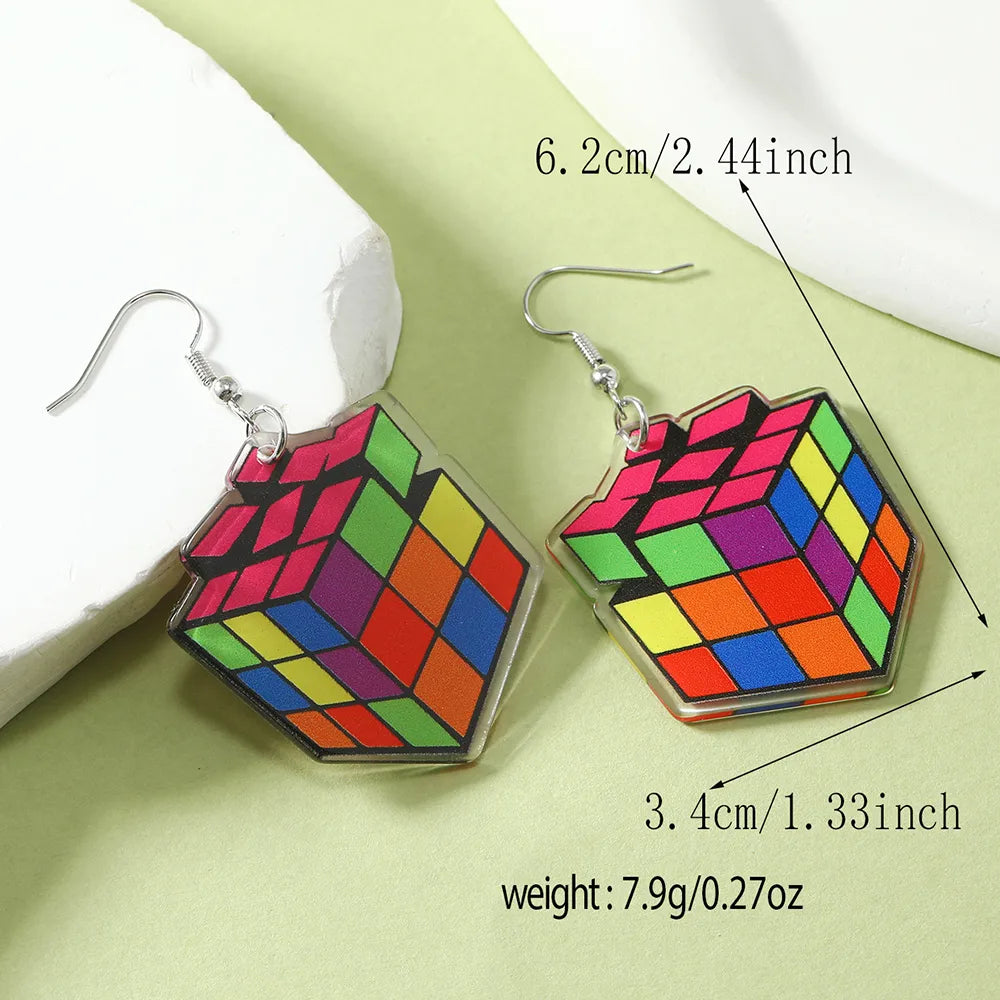 1 Pair Cute Funny Streetwear Color Block Arylic Drop Earrings