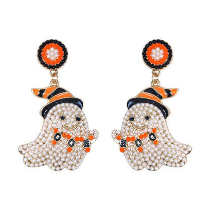 1 Pair Cute Funny Sweet Ghost Alloy Seed Bead Drop Earrings