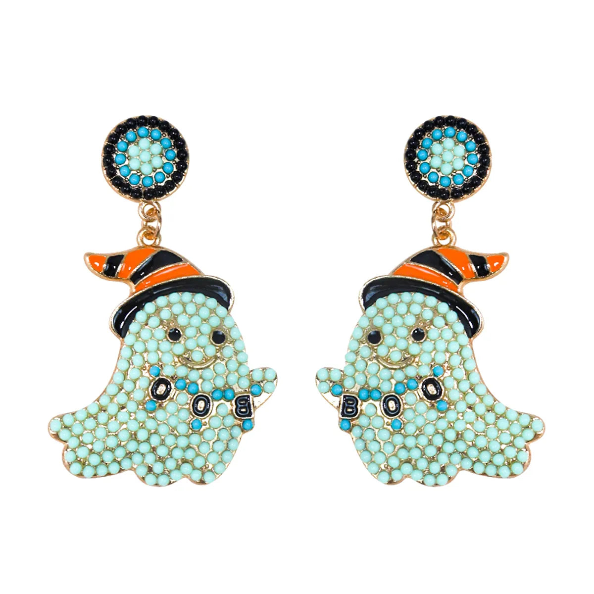 1 Pair Cute Funny Sweet Ghost Alloy Seed Bead Drop Earrings