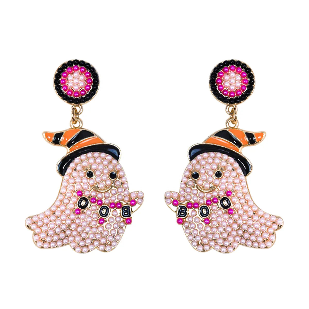 1 Pair Cute Funny Sweet Ghost Alloy Seed Bead Drop Earrings