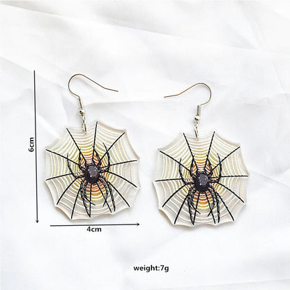 1 Pair Cute Funny Sweet Halloween Pattern Spider Ghost Arylic Metal Drop Earrings