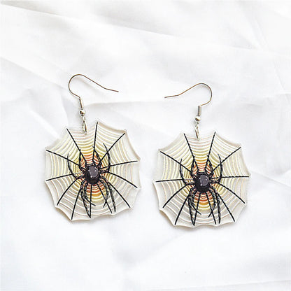 1 Pair Cute Funny Sweet Halloween Pattern Spider Ghost Arylic Metal Drop Earrings