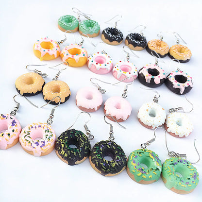 1 Pair Cute Geometric Donuts Resin Women's Earrings