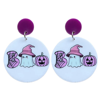 1 Pair Cute Geometric Pumpkin Letter Arylic Drop Earrings