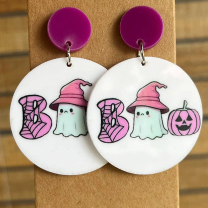 1 Pair Cute Geometric Pumpkin Letter Arylic Drop Earrings