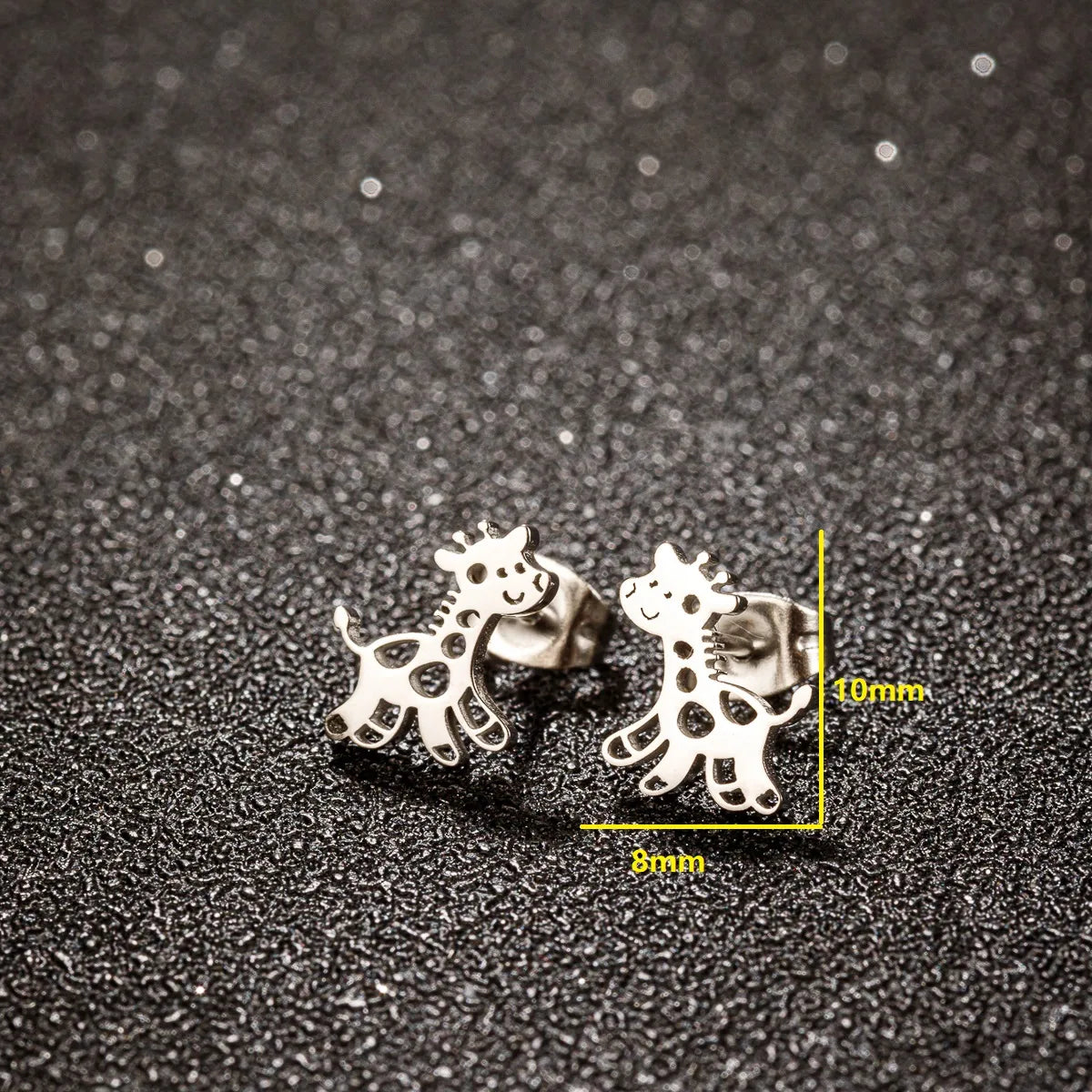 1 Pair Cute Giraffe Plating Stainless Steel 18k Gold Plated Ear Studs