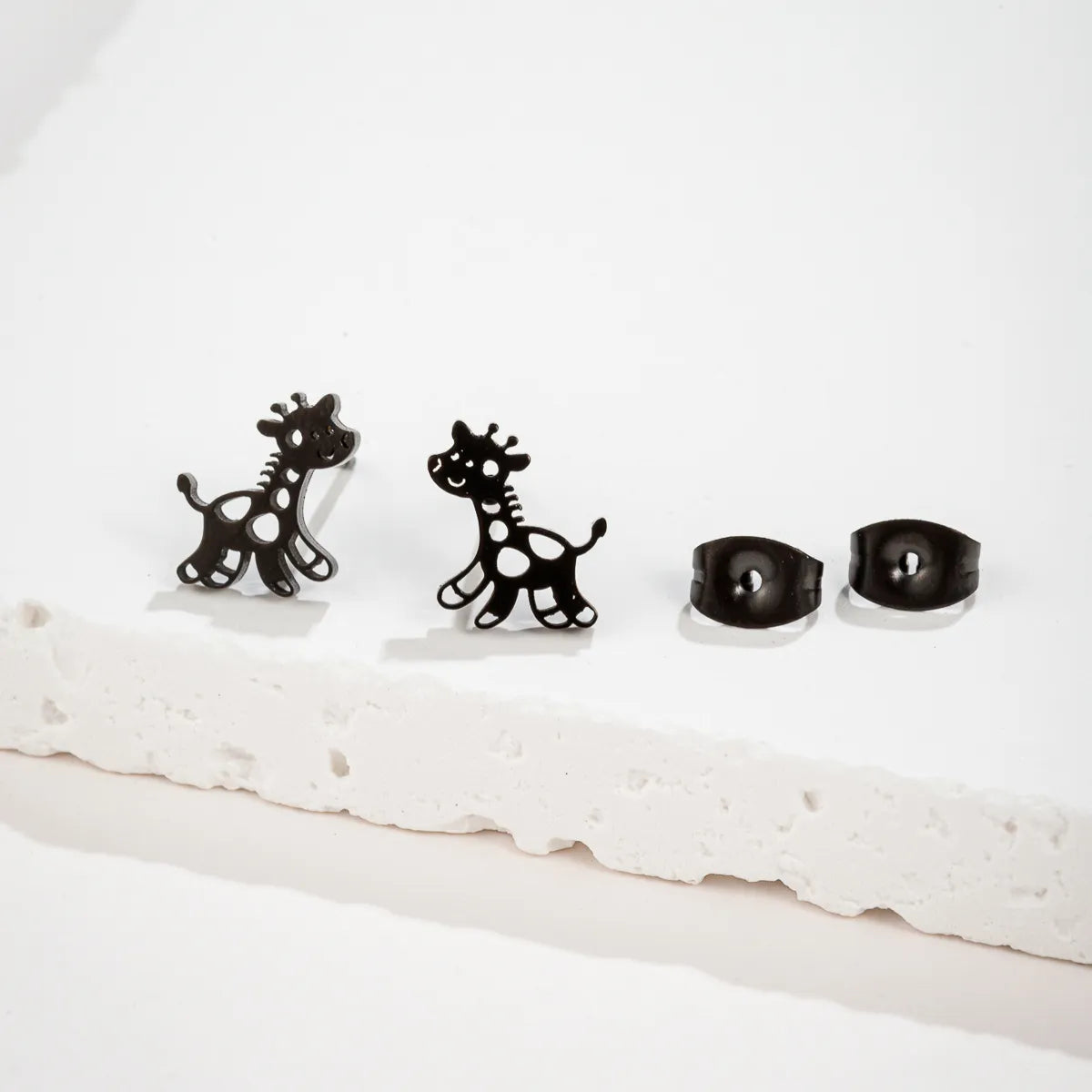 1 Pair Cute Giraffe Plating Stainless Steel 18k Gold Plated Ear Studs