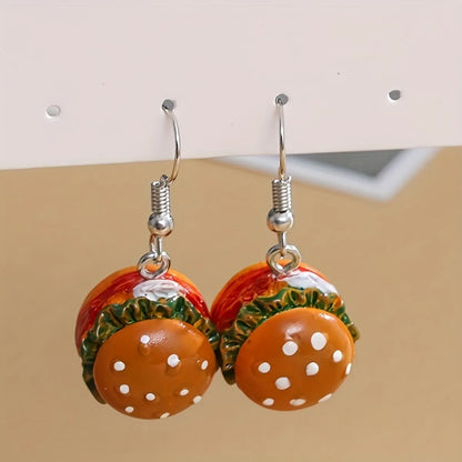 1 Pair Cute Hamburger Resin Drop Earrings