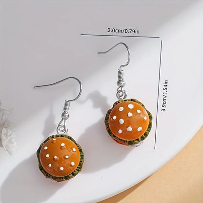 1 Pair Cute Hamburger Resin Drop Earrings