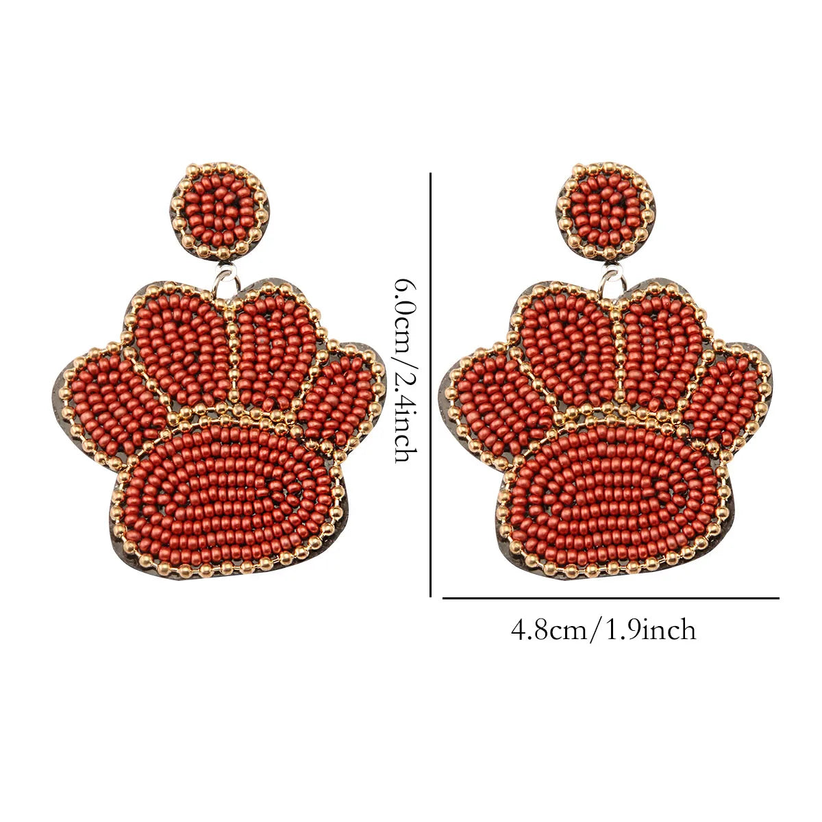 1 Pair Cute Handmade Artistic Paw Print Inlay Stainless Steel Cloth Glass Beads Drop Earrings