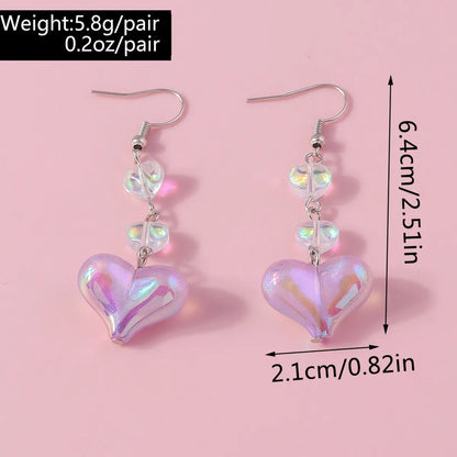 1 Pair Cute Heart Shape Alloy Drop Earrings