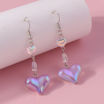 1 Pair Cute Heart Shape Alloy Drop Earrings