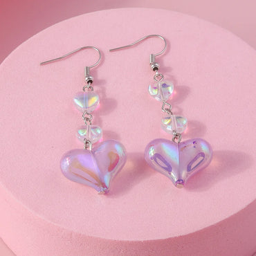 1 Pair Cute Heart Shape Alloy Drop Earrings