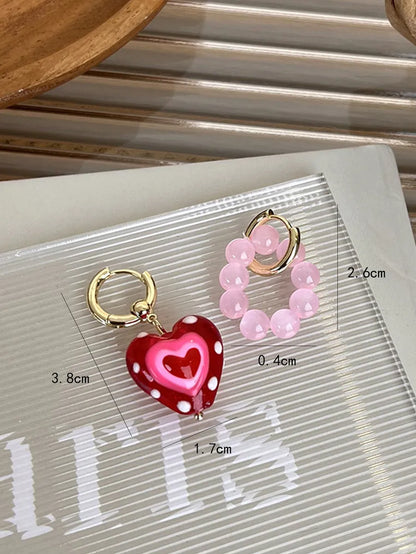 1 Pair Cute Heart Shape Arylic Drop Earrings